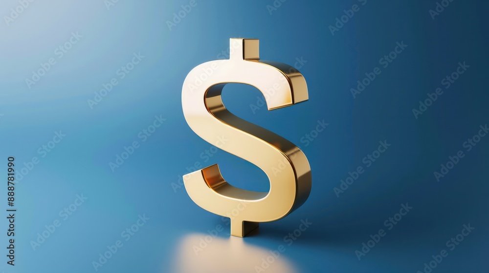 Obraz premium Dollar symbol or sign on blue background. Business and finance currency or money illustration wallpaper, economy banking and market wealth concept. Payment technology, deposit income
