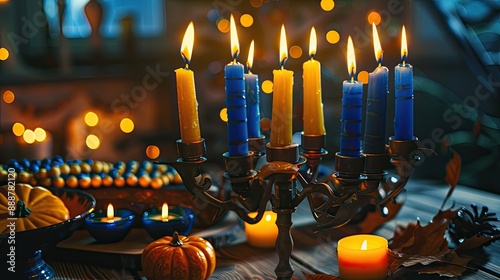 Text sign showing Happy Hanukkah Conceptual photo a day related with scary aspect haunted house and a candy photo