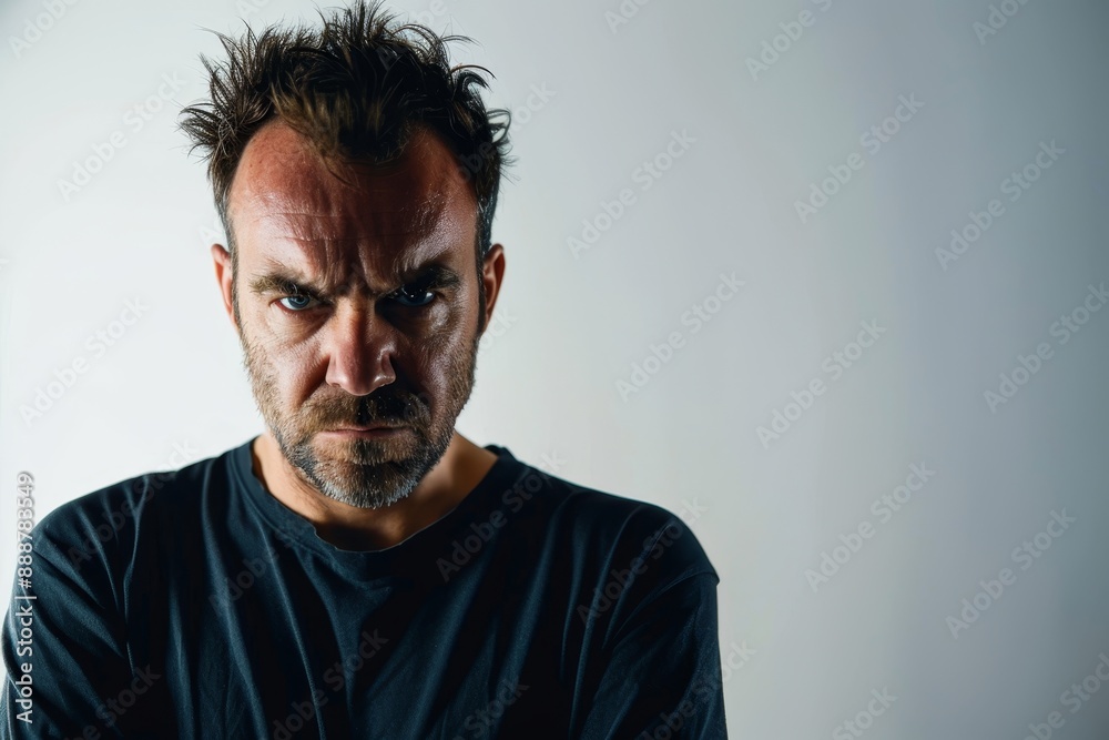 Fototapeta premium Unhappy man portrait on white background