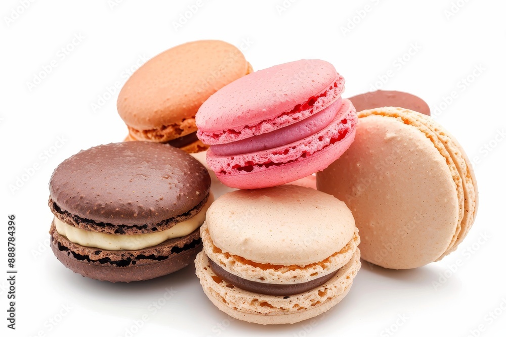 Various macarons on white background Various macarons on white background