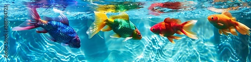 high-definition rainbow-colored fish swimming in clear blue ocean symbolizing the harmony and diversity of the LGBTQ community
