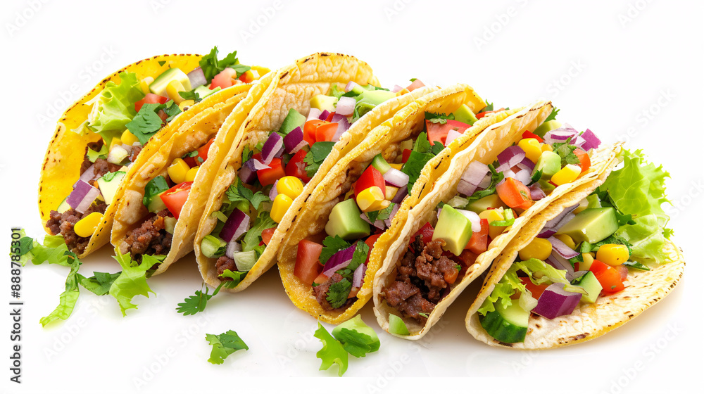 a group of tacos with vegetables a group of tacos with vegetables