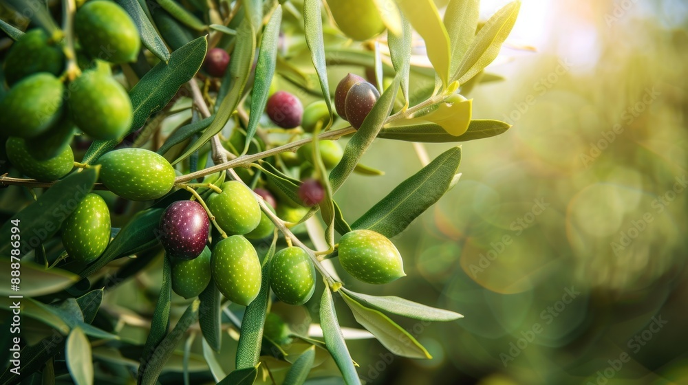 Olive Tree Branch with Ripe Olives Olive Tree Branch with Ripe Olives