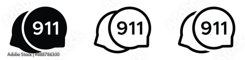 911 emergency call number vector icon. 911 emergency chat bubble vector sign. Call 911 vector icon