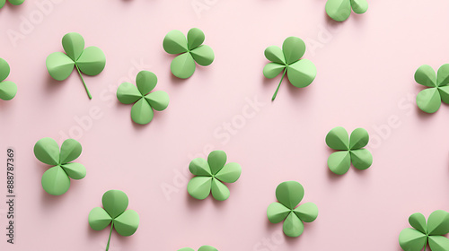 a group of green paper clovers