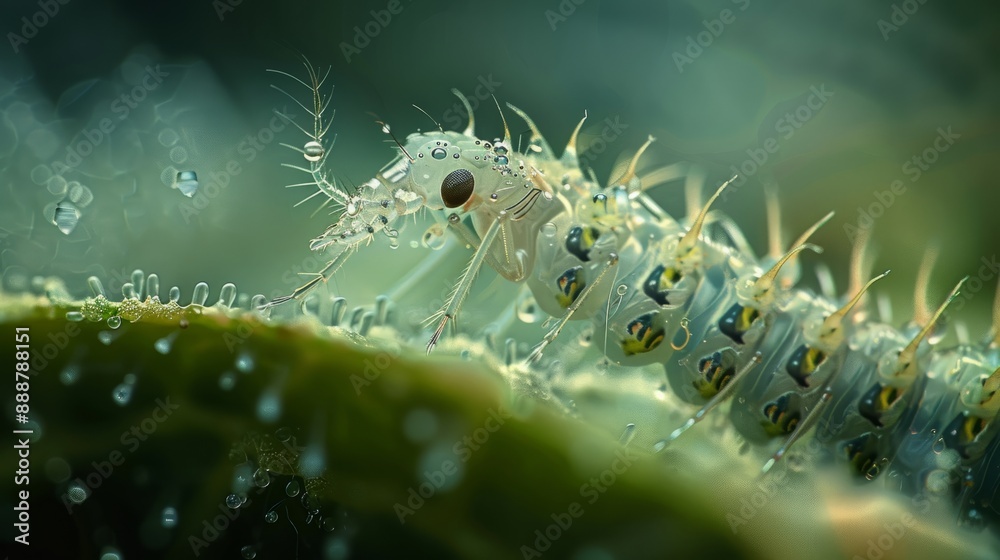 Water Habitat Hosting Anopheles Larva, Detailed View for Educational Insight, Mosquito Lifecycle Exploration, Prevention of Malaria Spread
