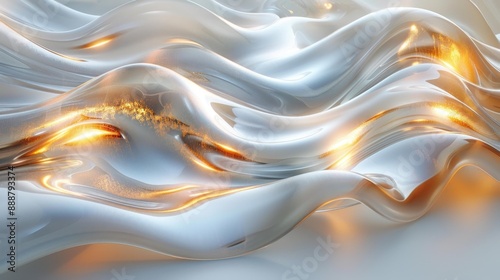 Abstract fluid waves with golden highlights - generative ai