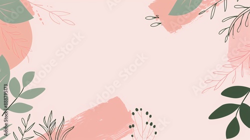 Abstract Floral Background with Pink and Green Elements
