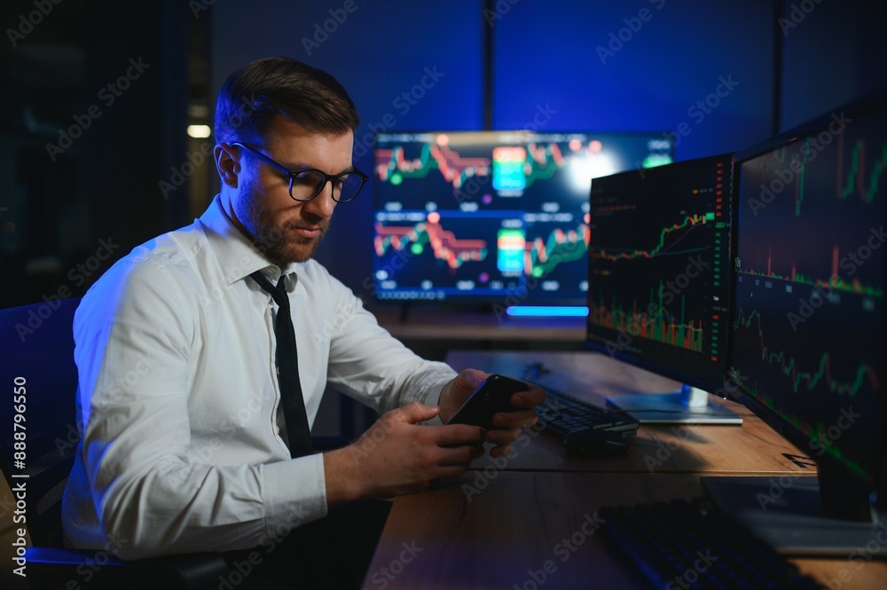 Financial Analysts and Day Traders Working on a Computers with Multi-Monitor Financial Analysts and Day Traders Working on a Computers with Multi-Monitor