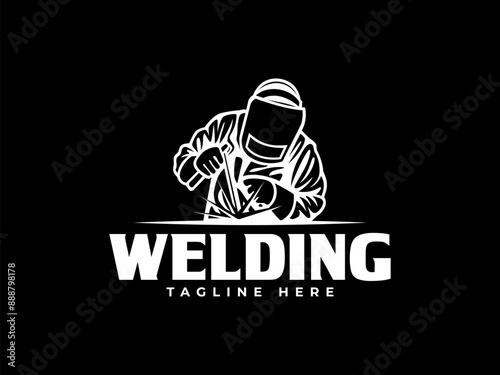 welding logo vector illustration. welder logo template