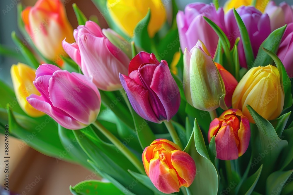 Bouquet of vibrant tulips, Ai generated Bouquet of vibrant tulips, Ai generated