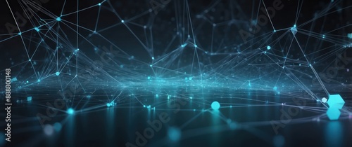 Abstract image highlighting an interconnected network of glowing blue nodes and lines, symbolizing digital connection and technology's future