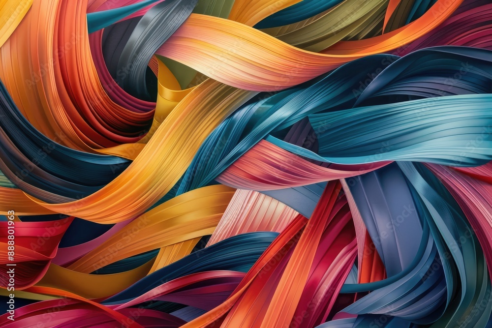Colorful abstract ribbon art on white background, Cascading ribbons of color overlapping and intertwining, AI generated Colorful abstract ribbon art on white background, Cascading ribbons of color overlapping and intertwining, AI generated