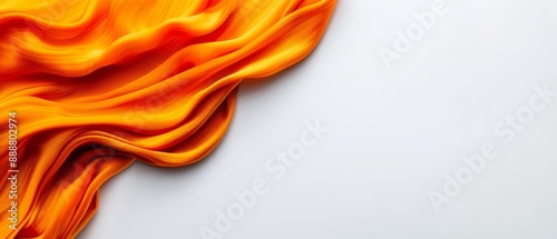  A white background with orange swirls on each side