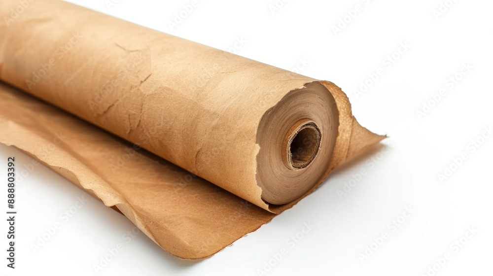 Paper roll unwound and isolated on white with space for text Paper roll unwound and isolated on white with space for text