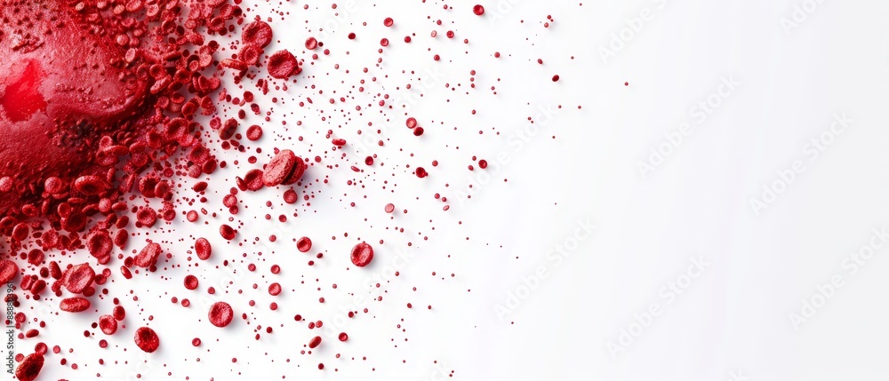 A red heart against a white backdrop, with water drops at the image's bottom, and a separate red heart situated at its base A red heart against a white backdrop, with water drops at the image's bottom, and a separate red heart situated at its base