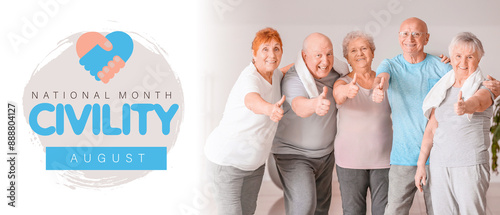 Happy elderly people showin...