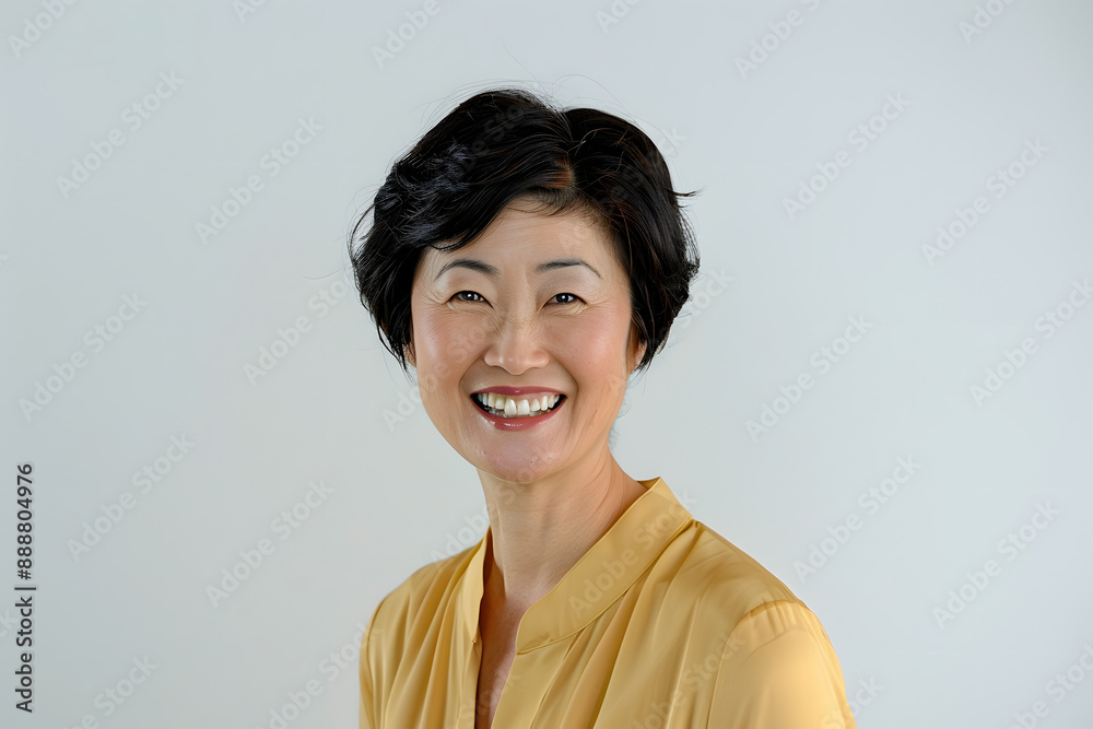 自信と経験のある表情。ビジネス界のアジア人熟練女性リーダーのポートレート