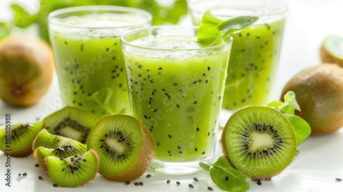 Fresh and healthy green apple kiwi smoothie