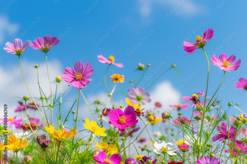 Colorful Wildflower Garden: Nature's Palette blurred background Colorful Wildflower Garden: Nature's Palette blurred background