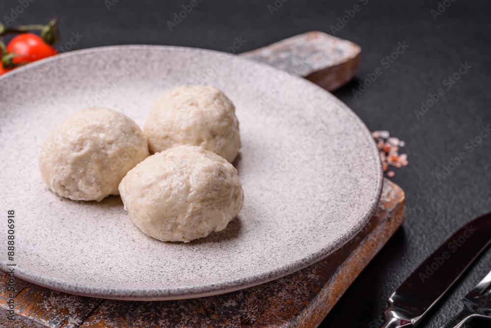 Delicious healthy steamed chicken cutlets or minced meatballs Delicious healthy steamed chicken cutlets or minced meatballs
