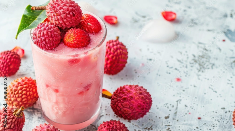 Lychee juice on a white background Lychee juice on a white background