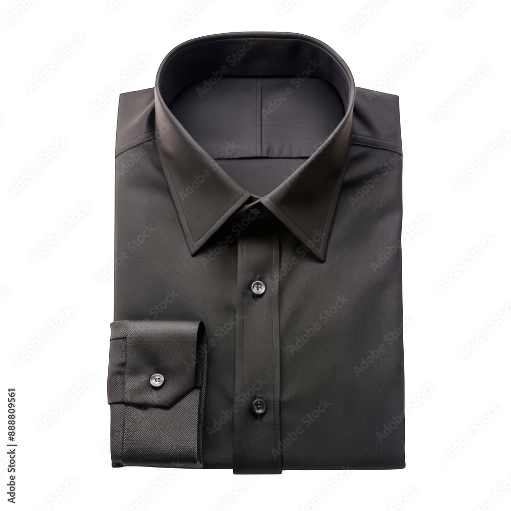 Folded black long sleeve collar shirt isolated on transparent background Folded black long sleeve collar shirt isolated on transparent background