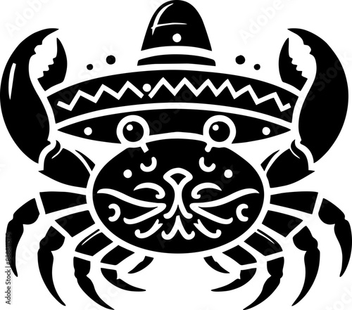 crab black Solid silhouette Logo Mexican style 

 photo