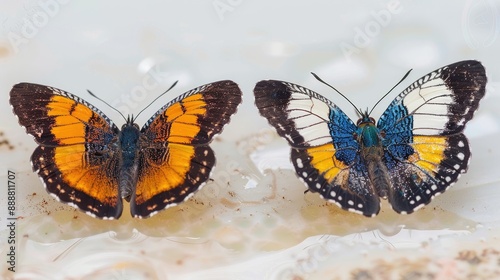 Species of Lycaenid Butterfly Luthrodes pandava vs Catochrysops in Family Lycaenidae photo