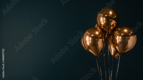 Golden Balloons Against a Dark Background
