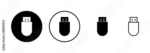 Usb icon vector isolated on white background. Flash disk icon vector
