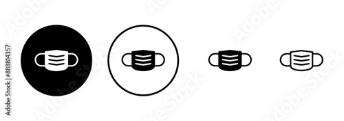 Mask icon vector isolated on white background. Man face with mask icon. Safety breathing masks. Industrial safety N95 mask. Medical mask vector icon.