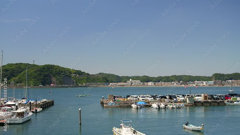 Beautiful fishing port in Hayama, Japan on summer day Beautiful fishing port in Hayama, Japan on summer day