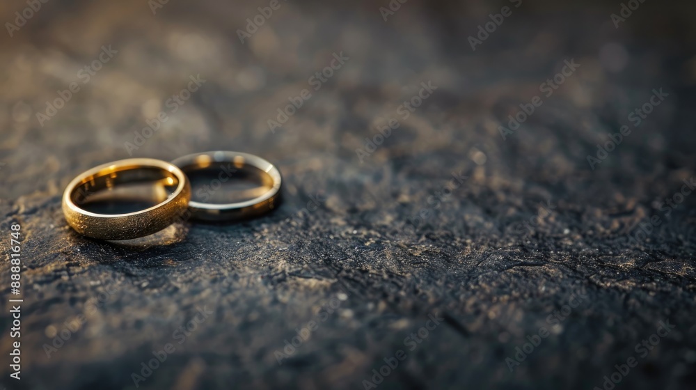 Wedding rings on dark surface Wedding rings on dark surface