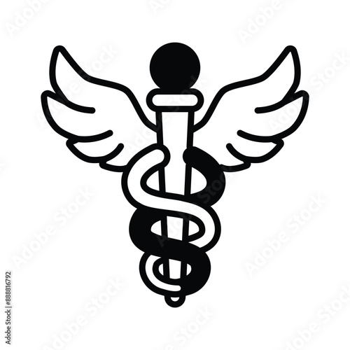 Medical sign, Caduceus icon design, premium vector