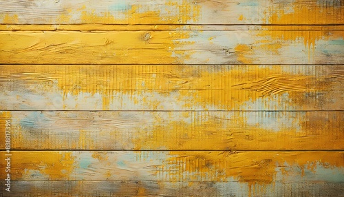 Wallpaper Mural Rustic wooden background with incomplete yellow paint, revealing the natural wood texture beneath. Torontodigital.ca