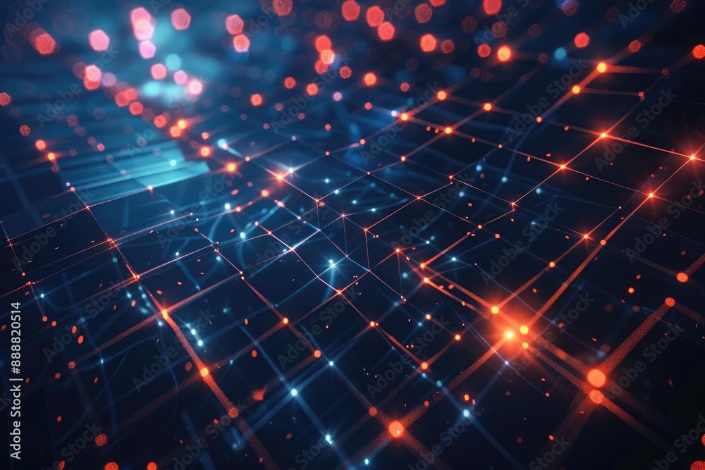 Bright blue and pink backdrop illuminated by lights., Glowing geometric grid, AI generated Bright blue and pink backdrop illuminated by lights., Glowing geometric grid, AI generated