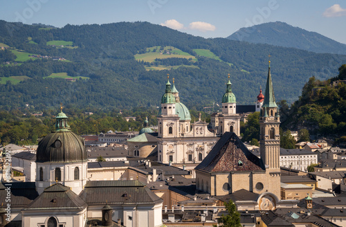 View from Hohensalzburg Castle above the city of Saltzburg in Austria. Salzburg