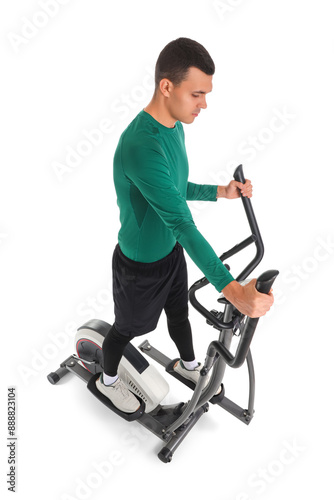 Sporty young man training o...