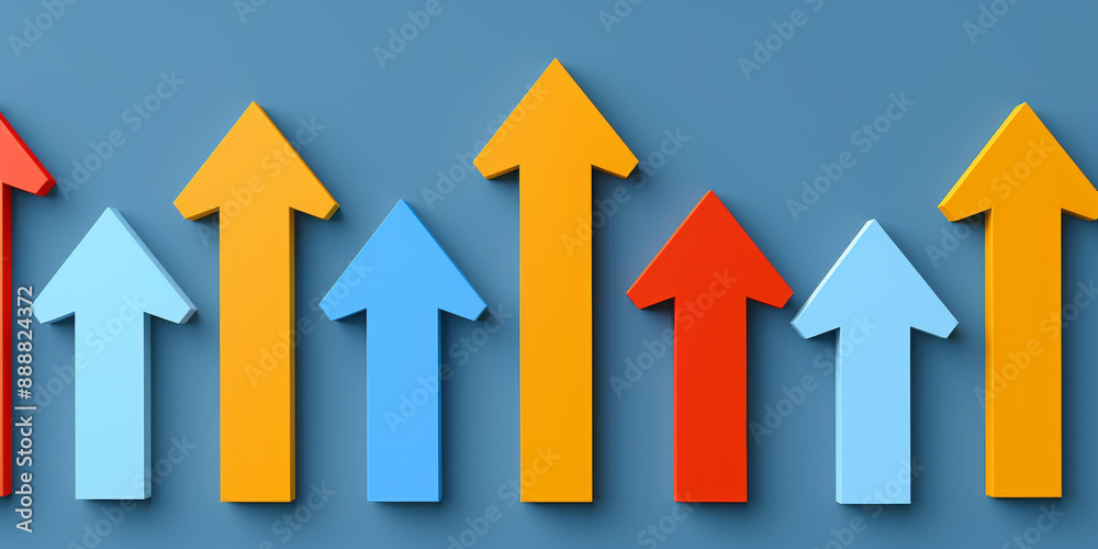 Abstract up and down arrows on dark blue backdrop. The concept of digital traffic or exchange. Business growth or investment ideas. Blue arrow technology background. 3D Rendering. Abstract up and down arrows on dark blue backdrop. The concept of digital traffic or exchange. Business growth or investment ideas. Blue arrow technology background. 3D Rendering.