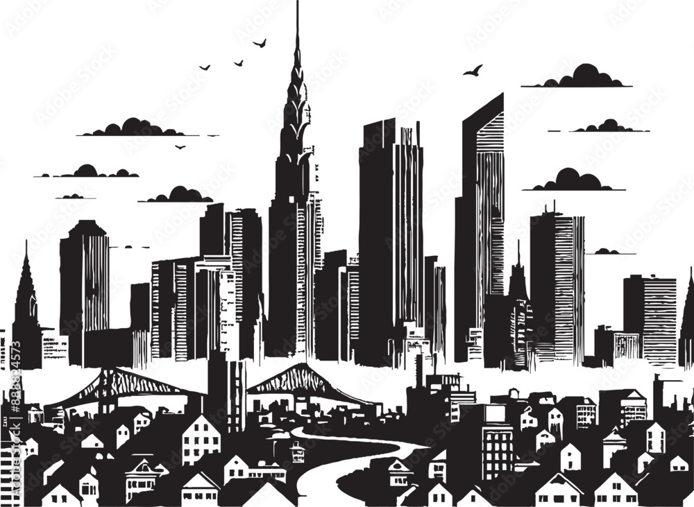 Obraz premium City Silhouette Vector Illustration