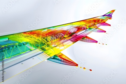 Comprehensive Structural Analysis of an Airplane Wing Under Aerodynamic Loads Using Finite Element Analysis (FEA) with Detailed Stress Map Overlay photo