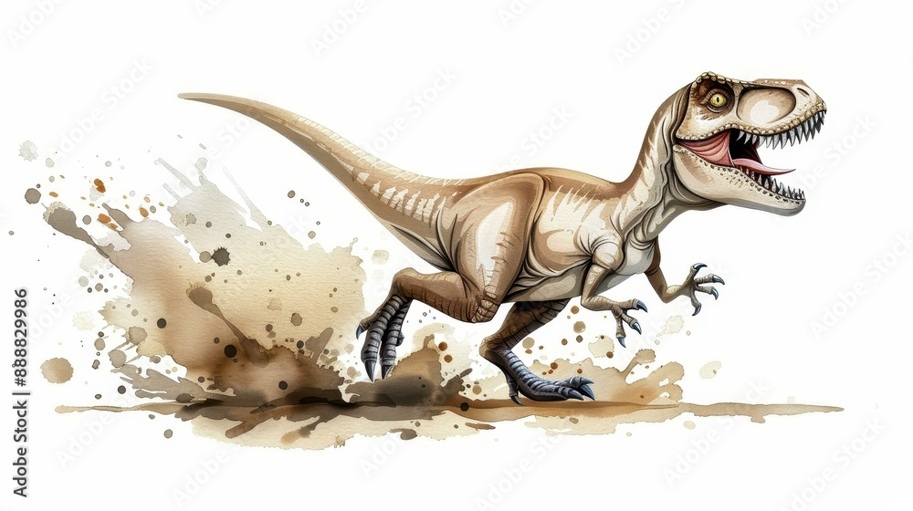Fototapeta premium Unique handdrawn dinosaur sketch on white background. Perfect for modern print designs.