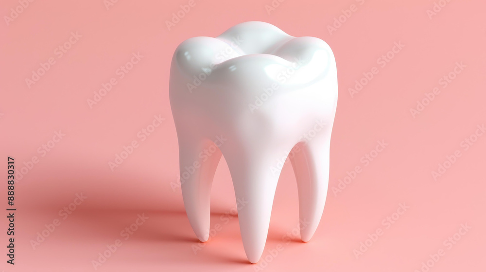 Detailed 3D rendering of isolated molar tooth model on pink background. Detailed 3D rendering of isolated molar tooth model on pink background.