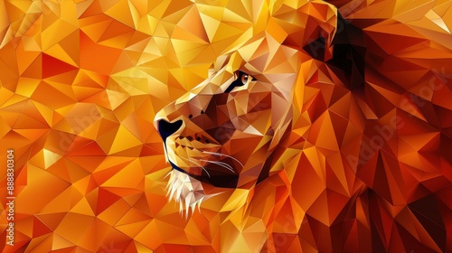 Striking lowpolygonal lion head art. photo