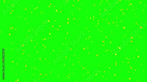 Loop Gold glitter particles. Falling particles on green, white Background