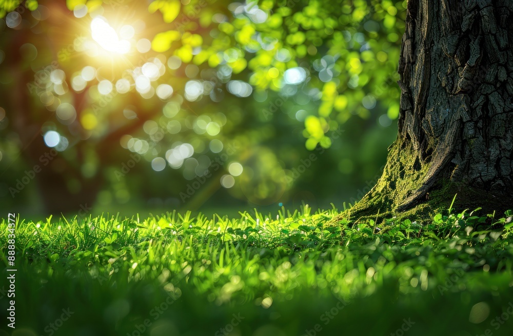 Sunlight Through the Trees in a Lush Forest