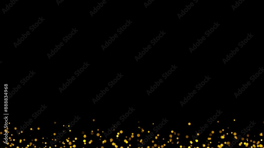 Loop Gold glitter particles animation on black, green, blue Background