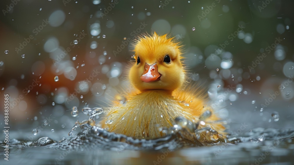Cute Duckling Enjoying a Rainy Day Cute Duckling Enjoying a Rainy Day
