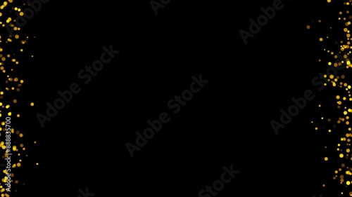 Loop Gold glitter particles animation on black, green, blue Background